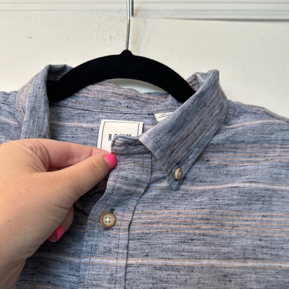 Rowm Men's Striped Cotton Blend Button Down Comfortable Shirt Size M - Picture 3 of 7